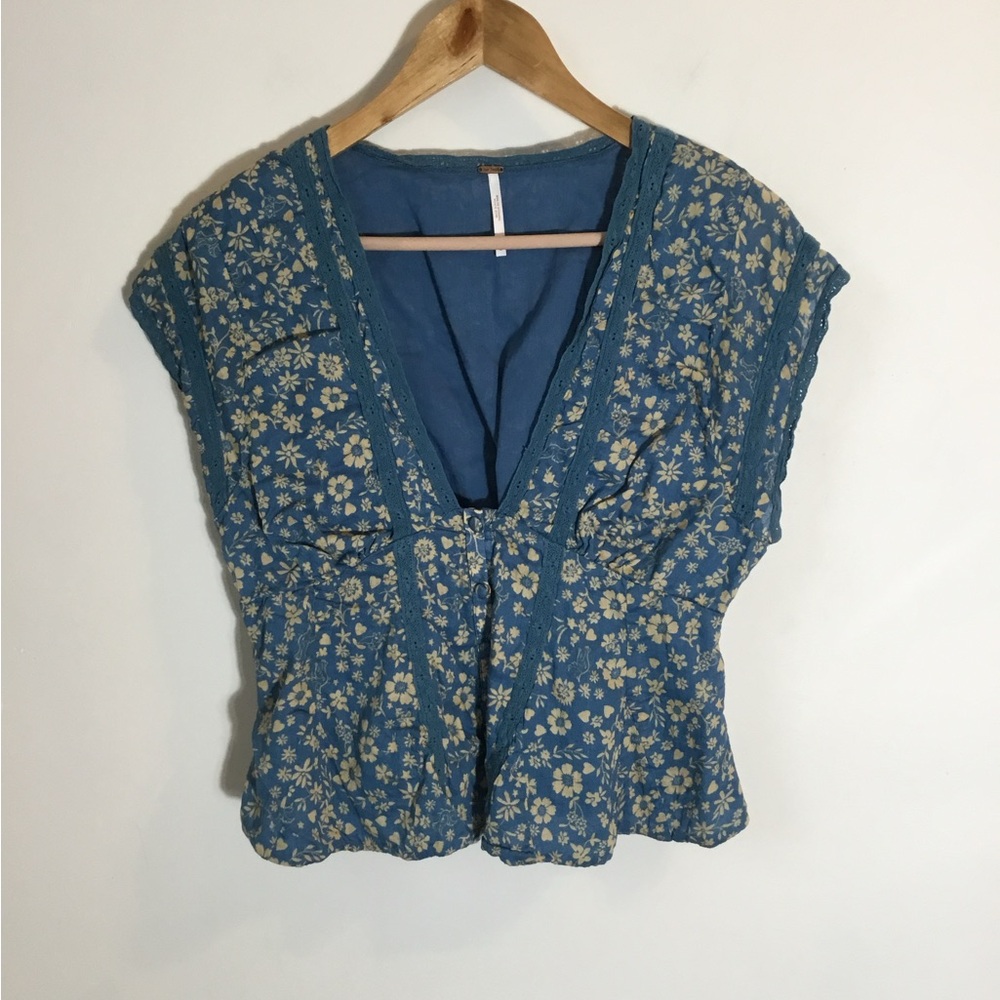 Free People Blue Floral Top - Picture 8 of 8